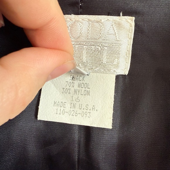 Vintage Moda Womens 16 Black Wool Blazer Military Double Breasted Prep Epaulet - Picture 4 of 9